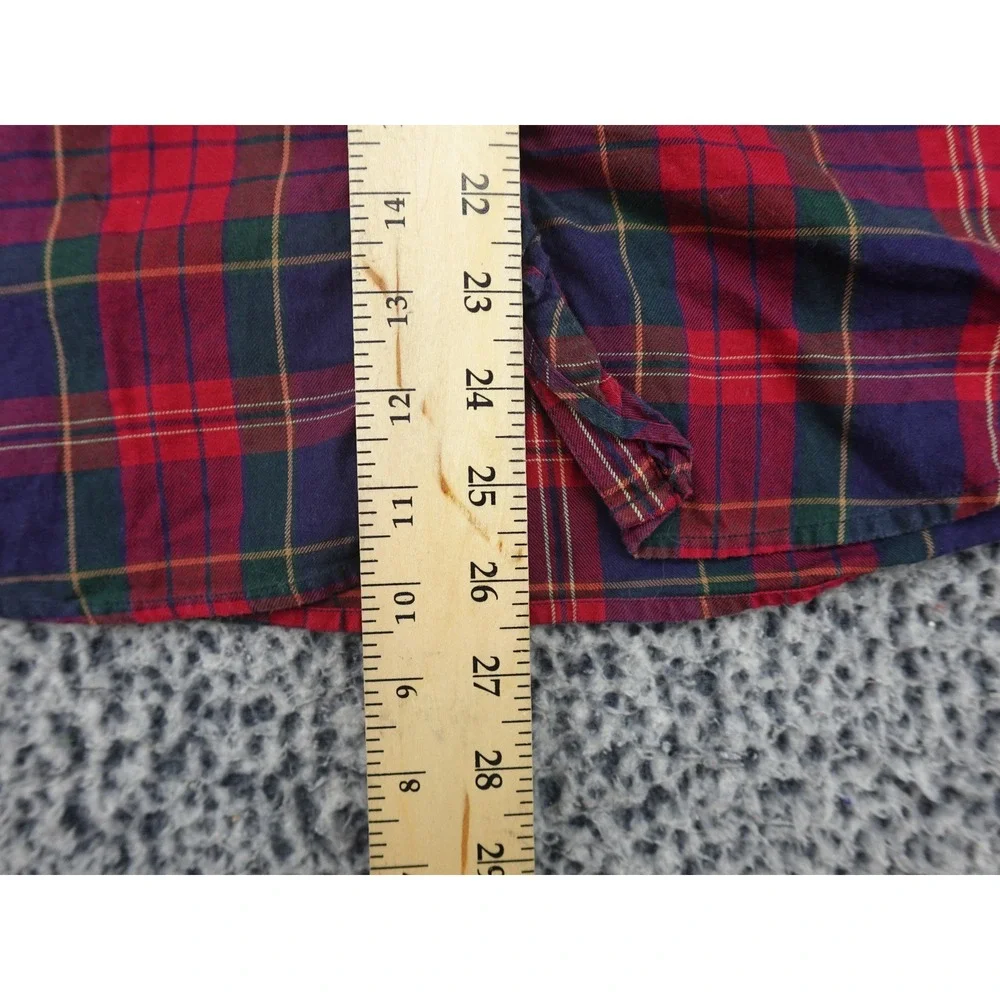 Lauren Ralph Lauren Plaid Shirt Womens Medium‎ Red Ruffle Trim Button Down